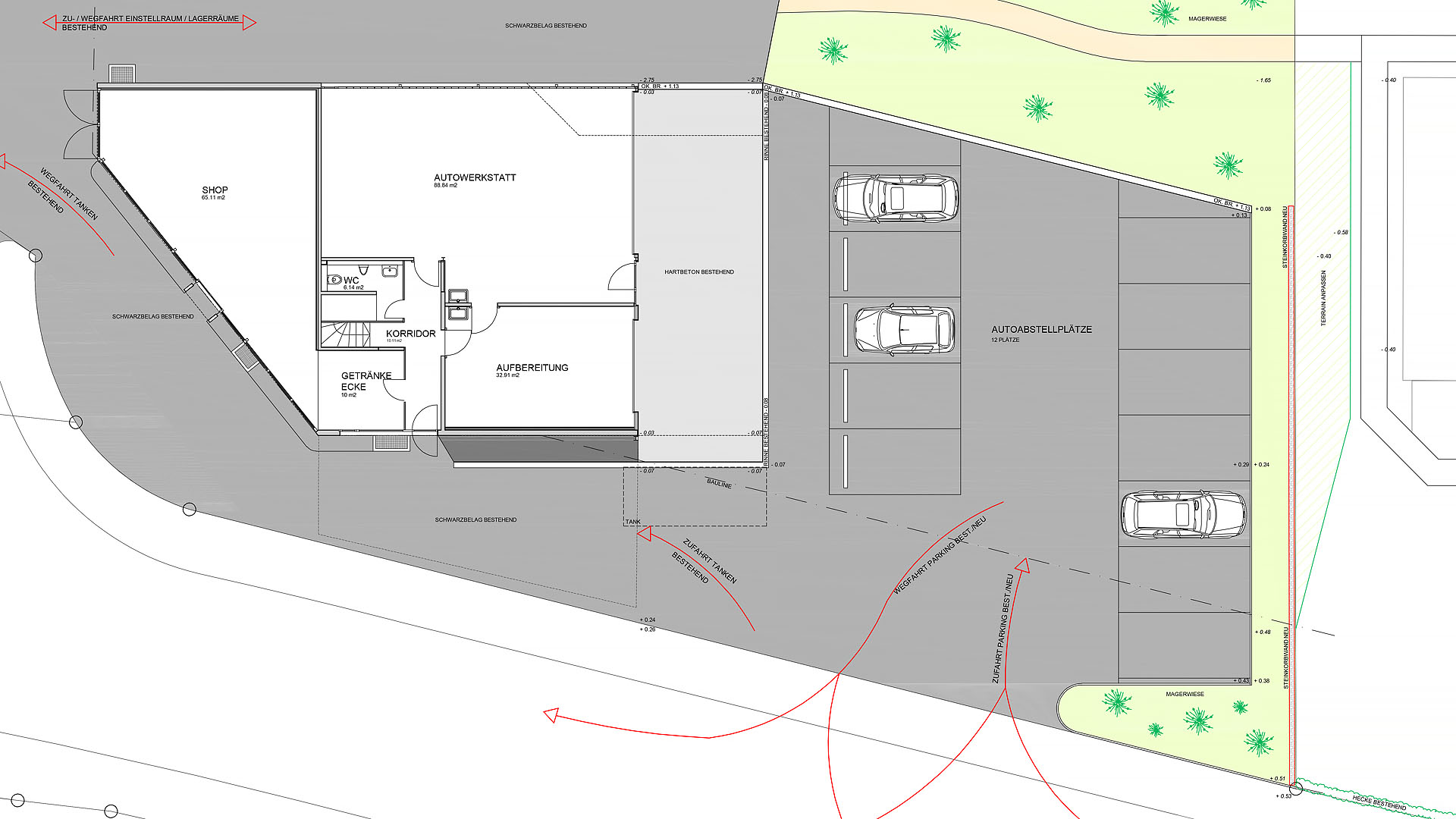 Neubau Parkplätze Hauptstrasse Lostorf – sanreno generalplaner ag + krebs architekten